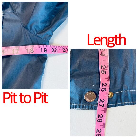 MICHAEL Michaels Kors Navy Blue Zip Adjustable Classic Raincoat Jacket S - Picture 12 of 12